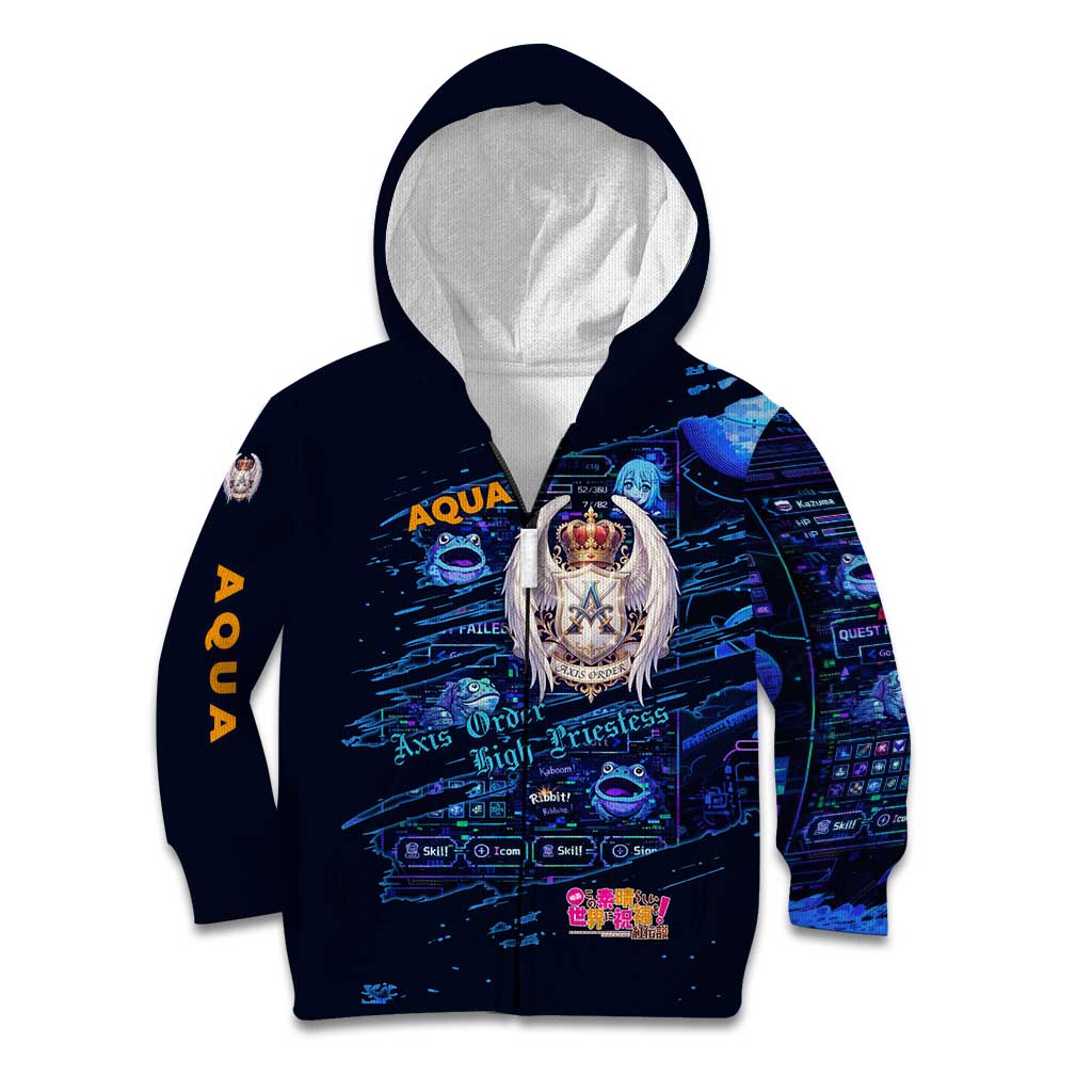 Aqua Axis Order High Priestess Kid Hoodie Retro Anime RPG Interface Style