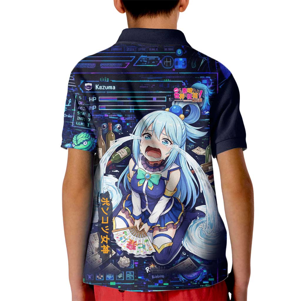 Aqua Axis Order High Priestess Kid Polo Shirt Retro Anime RPG Interface Style