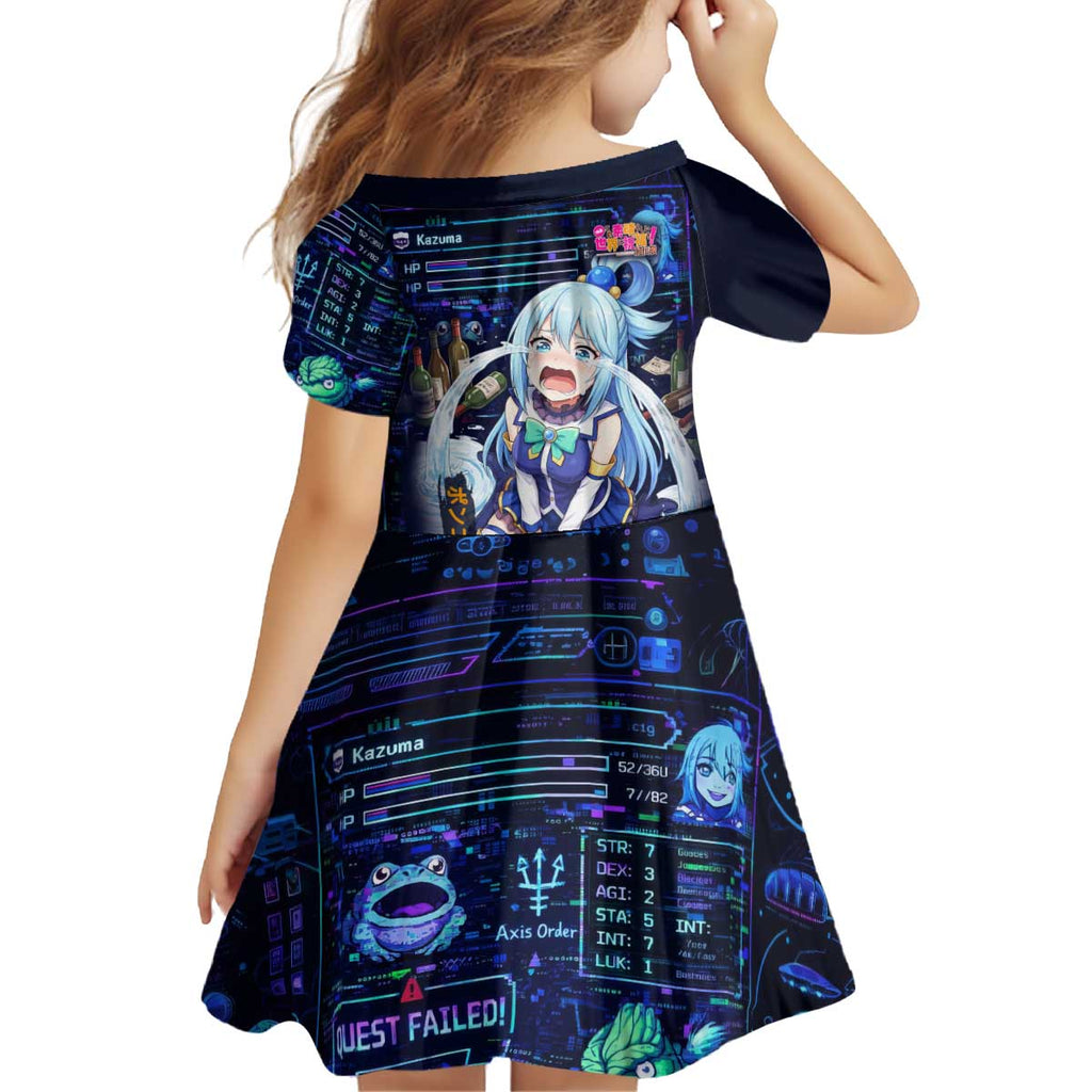Aqua Axis Order High Priestess Kid Short Sleeve Dress Retro Anime RPG Interface Style