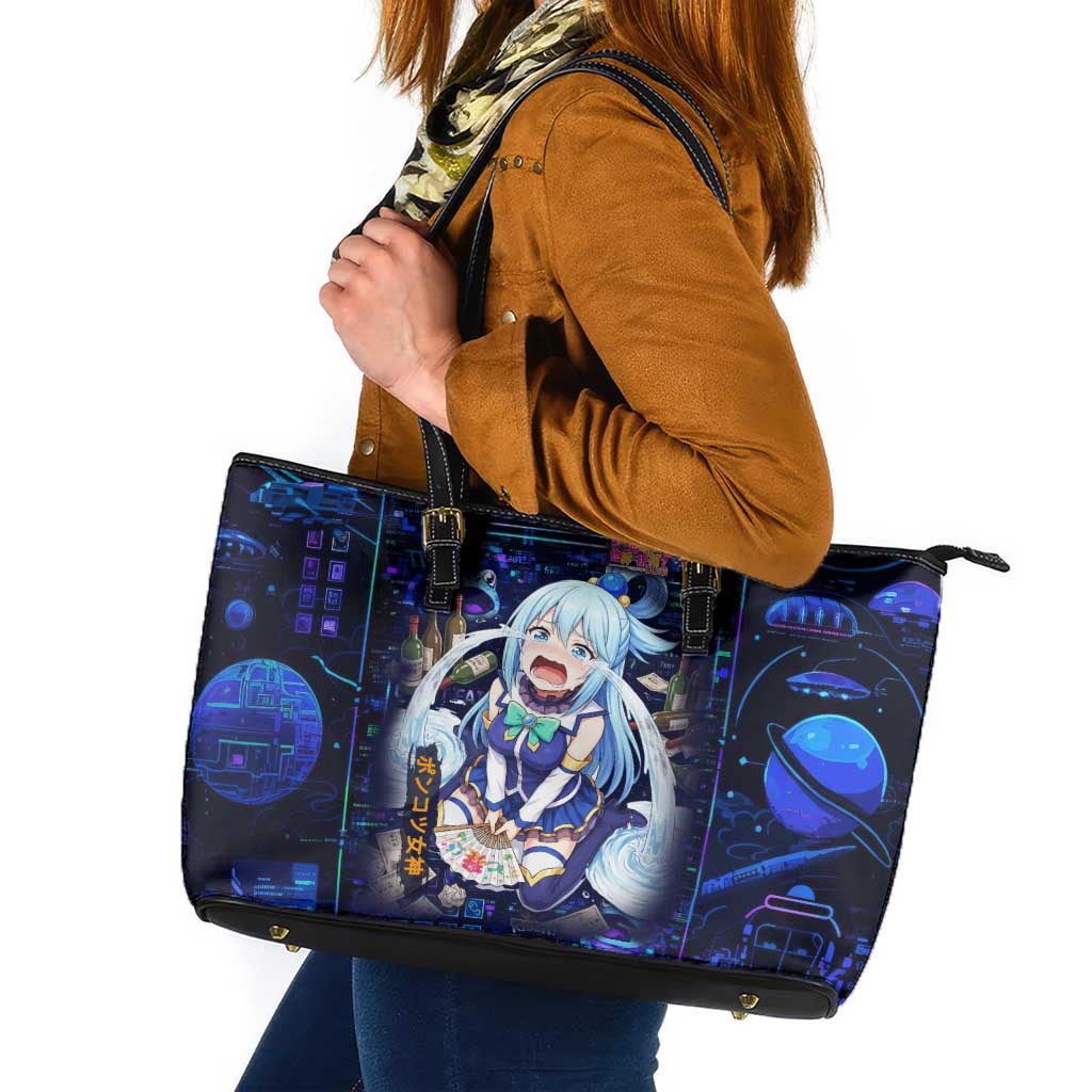 Aqua Axis Order High Priestess Leather Tote Bag Retro Anime RPG Interface Style