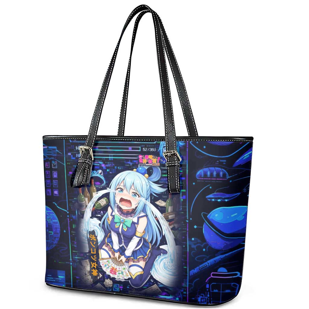 Aqua Axis Order High Priestess Leather Tote Bag Retro Anime RPG Interface Style