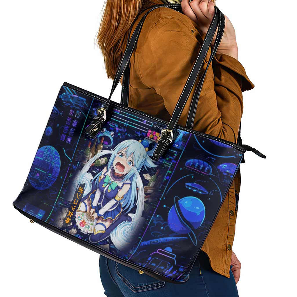 Aqua Axis Order High Priestess Leather Tote Bag Retro Anime RPG Interface Style