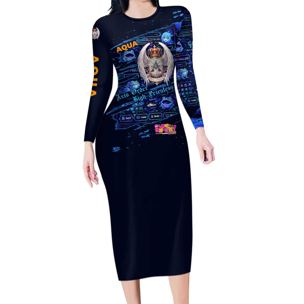 Aqua Axis Order High Priestess Long Sleeve Bodycon Dress Retro Anime RPG Interface Style