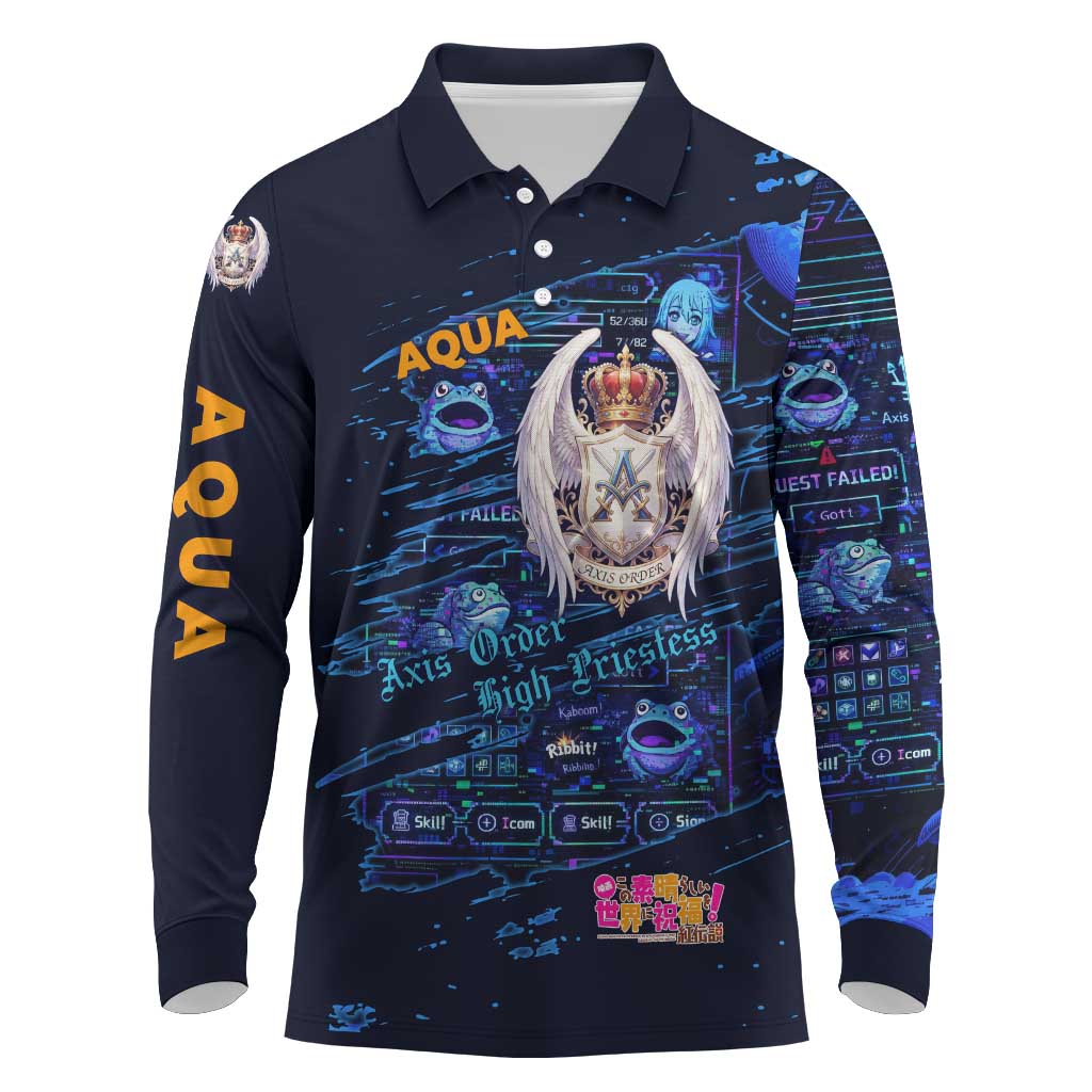 Aqua Axis Order High Priestess Long Sleeve Polo Shirt Retro Anime RPG Interface Style