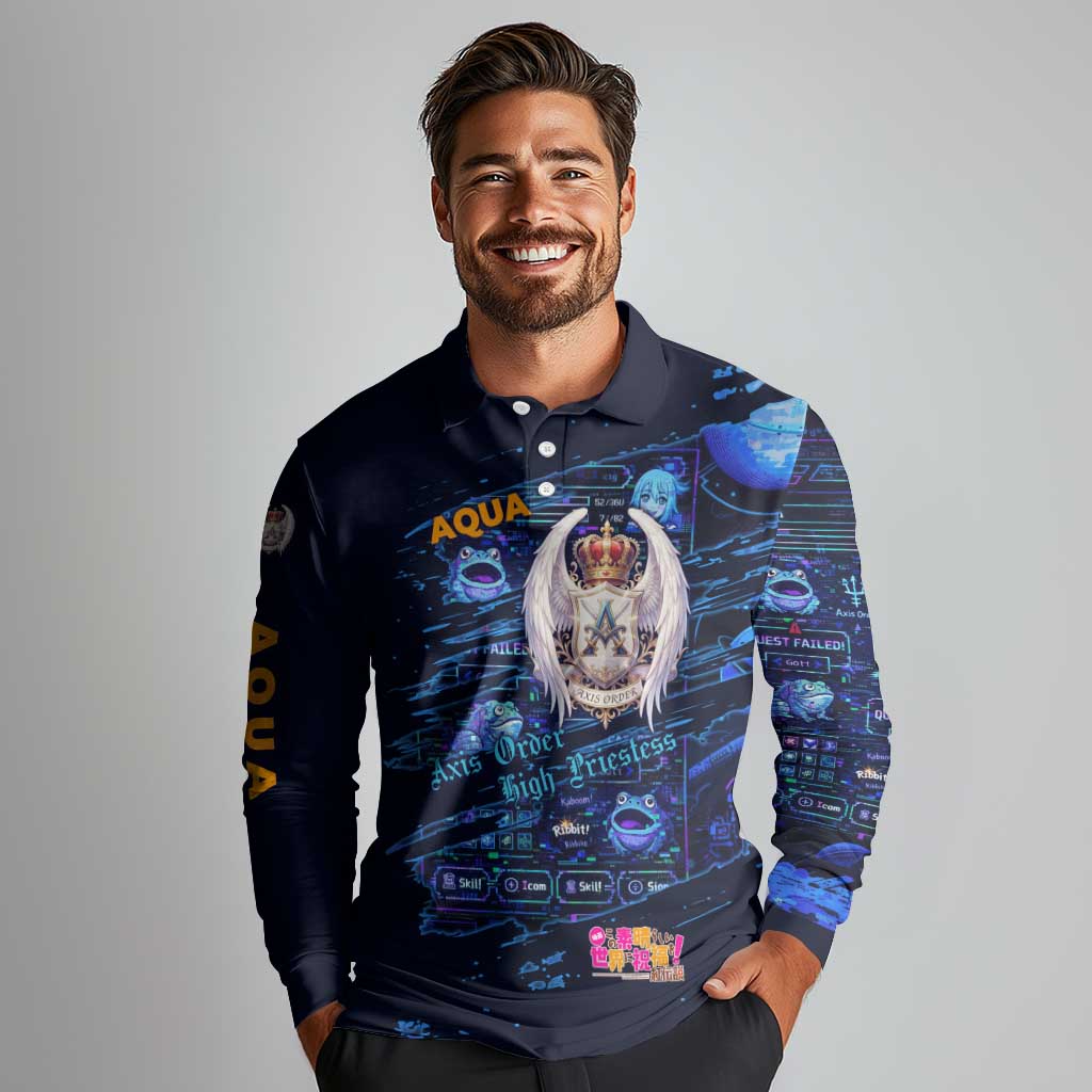 Aqua Axis Order High Priestess Long Sleeve Polo Shirt Retro Anime RPG Interface Style