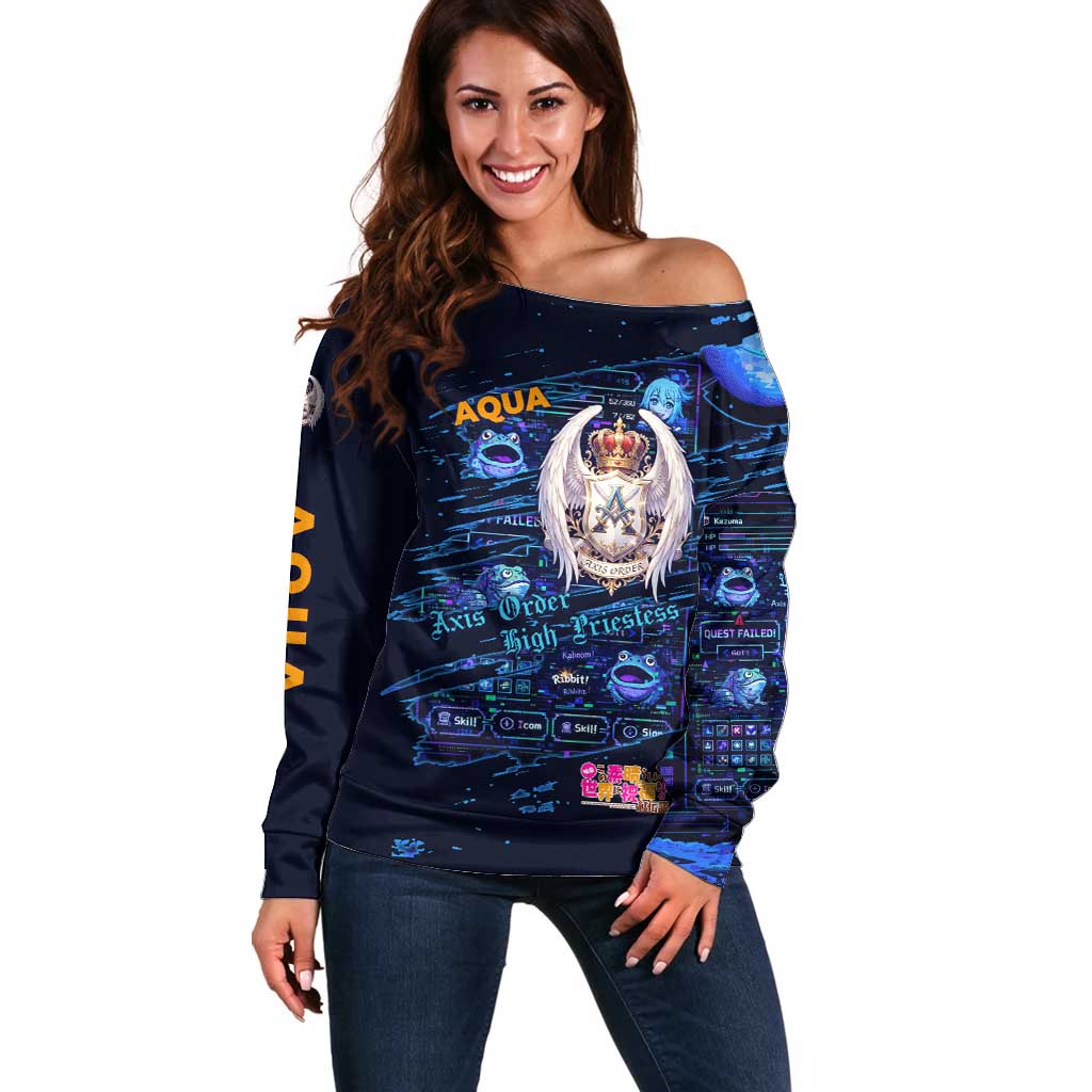 Aqua Axis Order High Priestess Off Shoulder Sweater Retro Anime RPG Interface Style