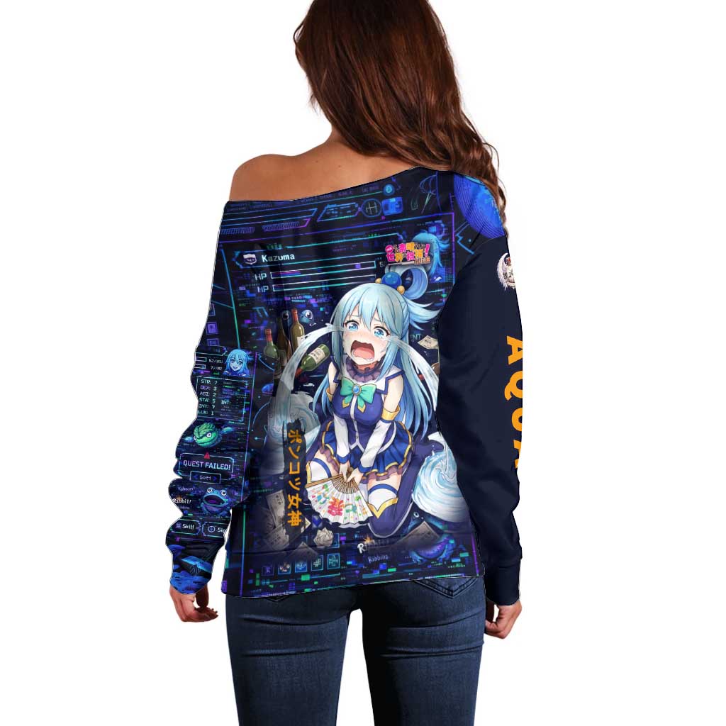 Aqua Axis Order High Priestess Off Shoulder Sweater Retro Anime RPG Interface Style
