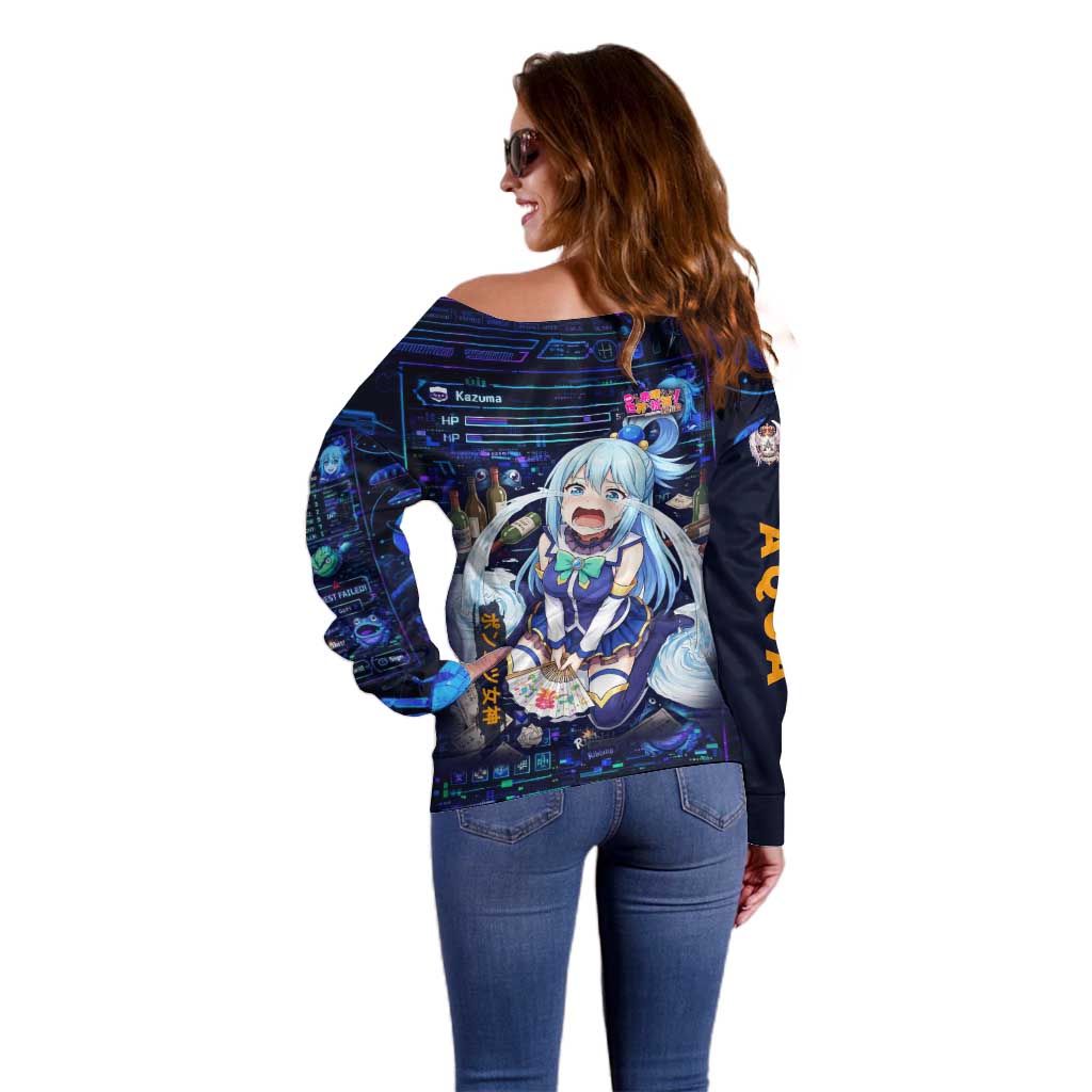 Aqua Axis Order High Priestess Off Shoulder Sweater Retro Anime RPG Interface Style