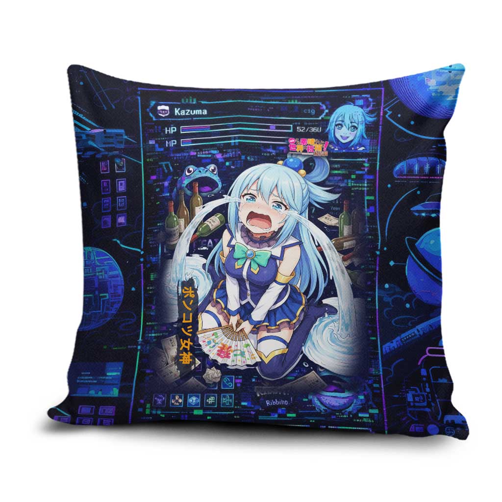 Aqua Axis Order High Priestess Pillow Cover Retro Anime RPG Interface Style