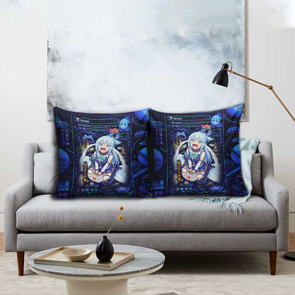 Aqua Axis Order High Priestess Pillow Cover Retro Anime RPG Interface Style