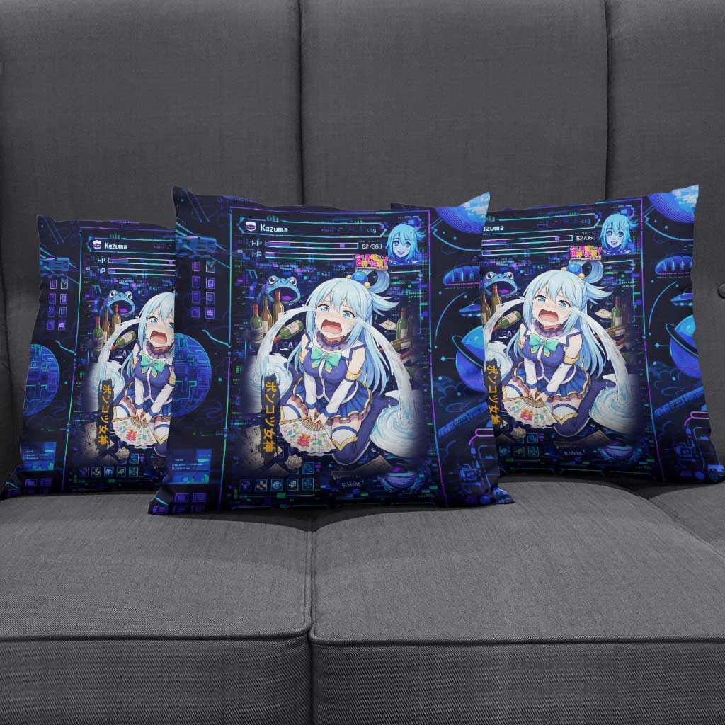 Aqua Axis Order High Priestess Pillow Cover Retro Anime RPG Interface Style
