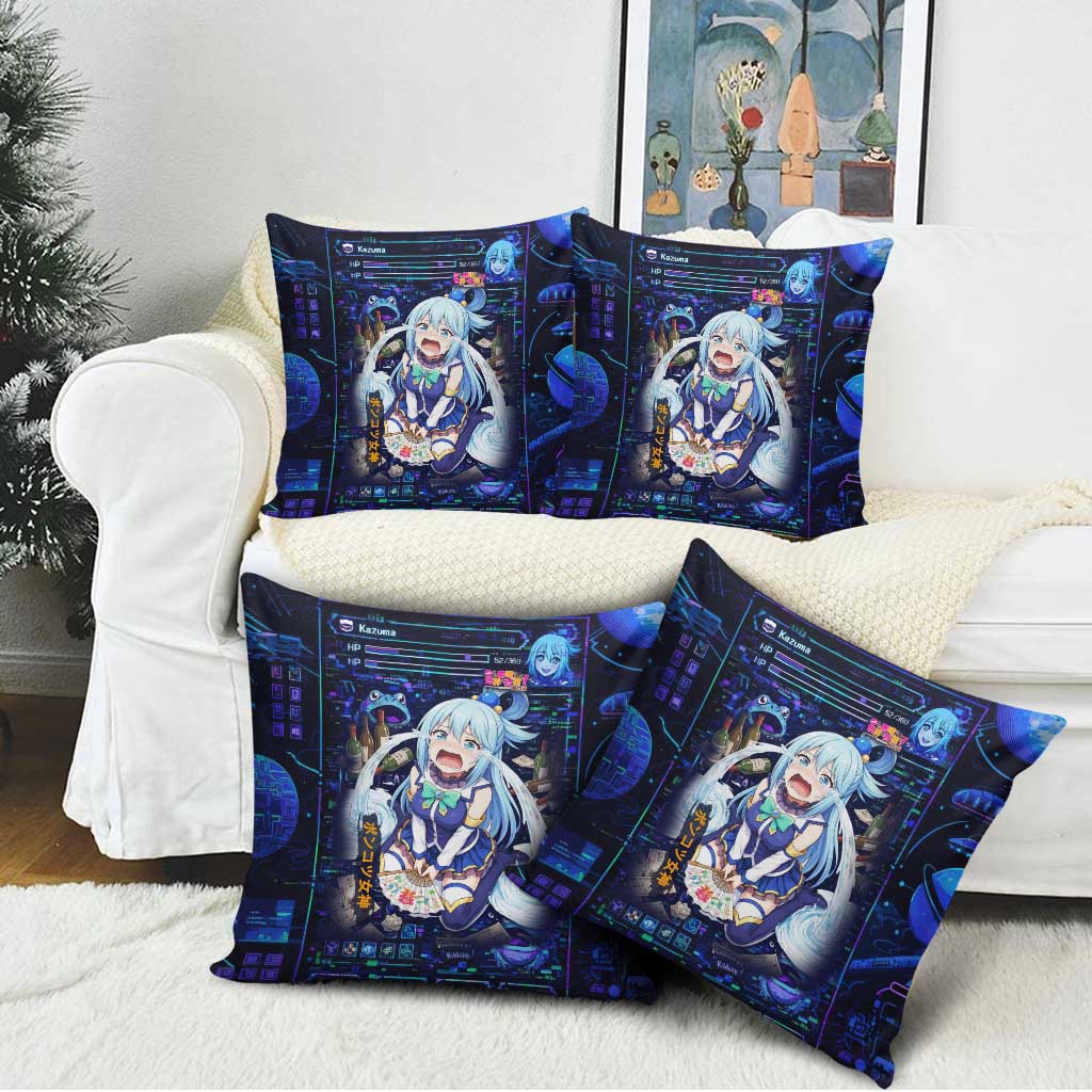 Aqua Axis Order High Priestess Pillow Cover Retro Anime RPG Interface Style