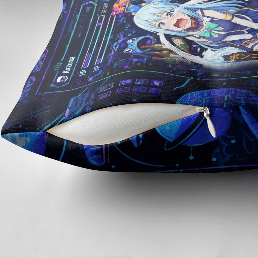 Aqua Axis Order High Priestess Pillow Cover Retro Anime RPG Interface Style