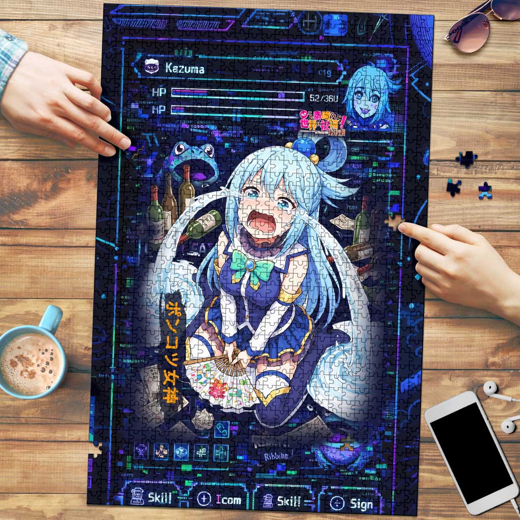 Aqua Axis Order High Priestess Puzzle Retro Anime RPG Interface Style