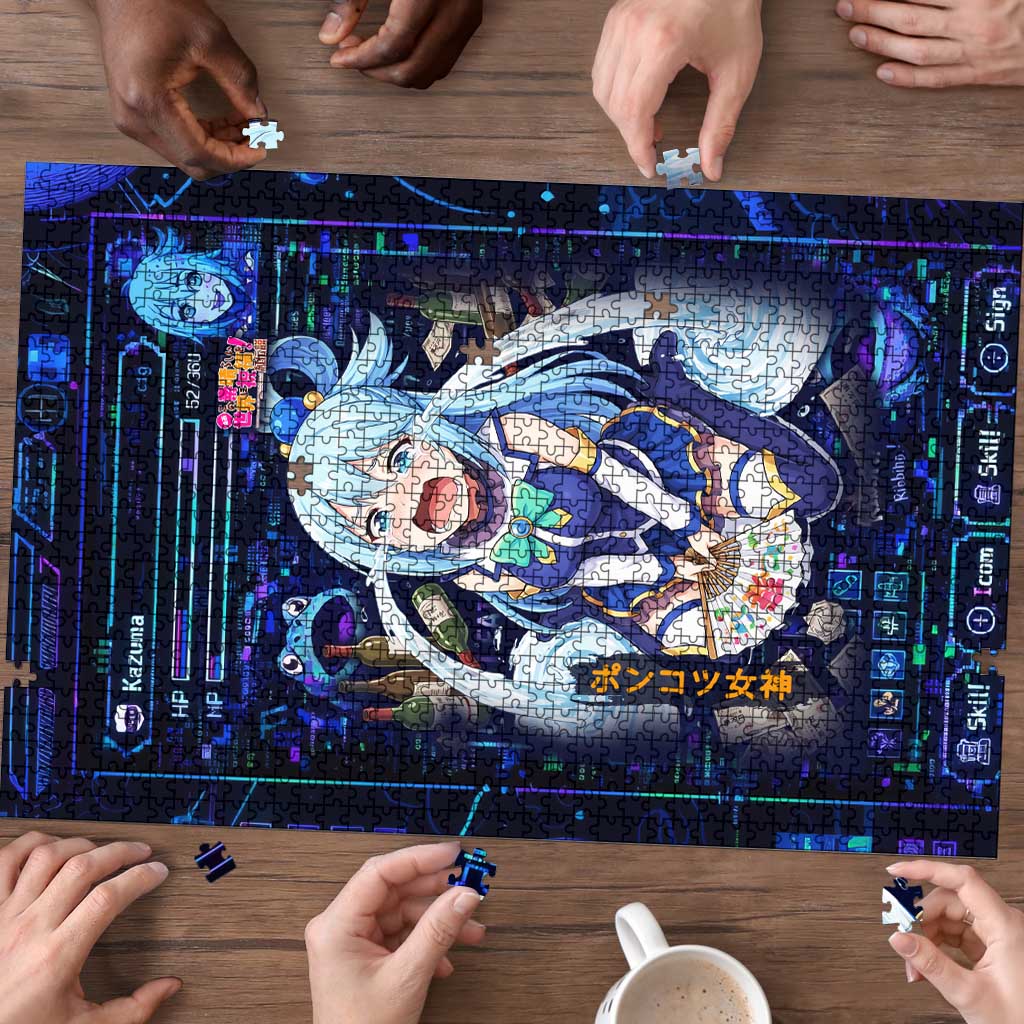 Aqua Axis Order High Priestess Puzzle Retro Anime RPG Interface Style