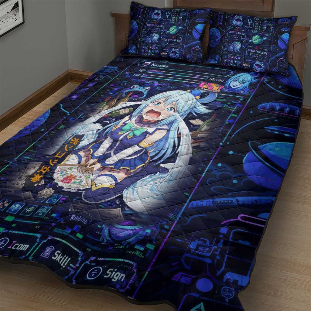 Aqua Axis Order High Priestess Quilt Bed Set Retro Anime RPG Interface Style