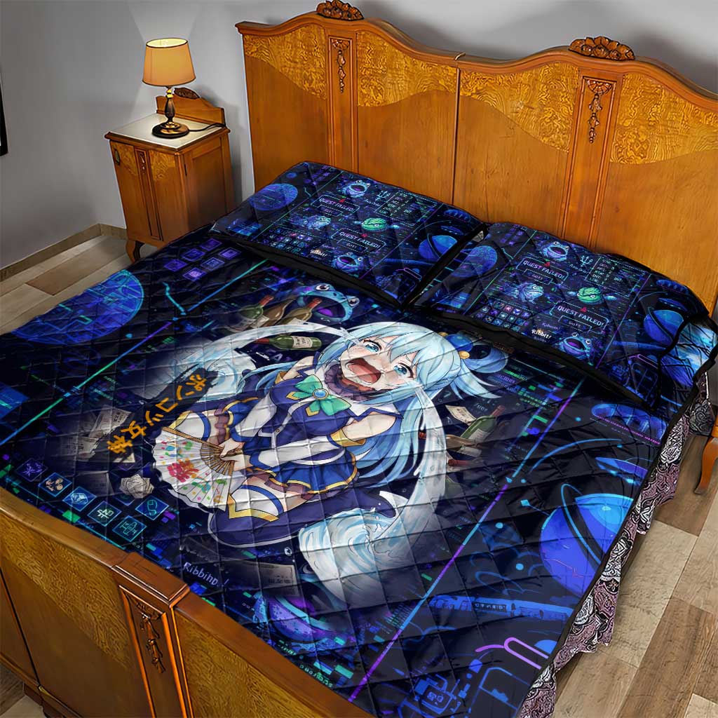 Aqua Axis Order High Priestess Quilt Bed Set Retro Anime RPG Interface Style