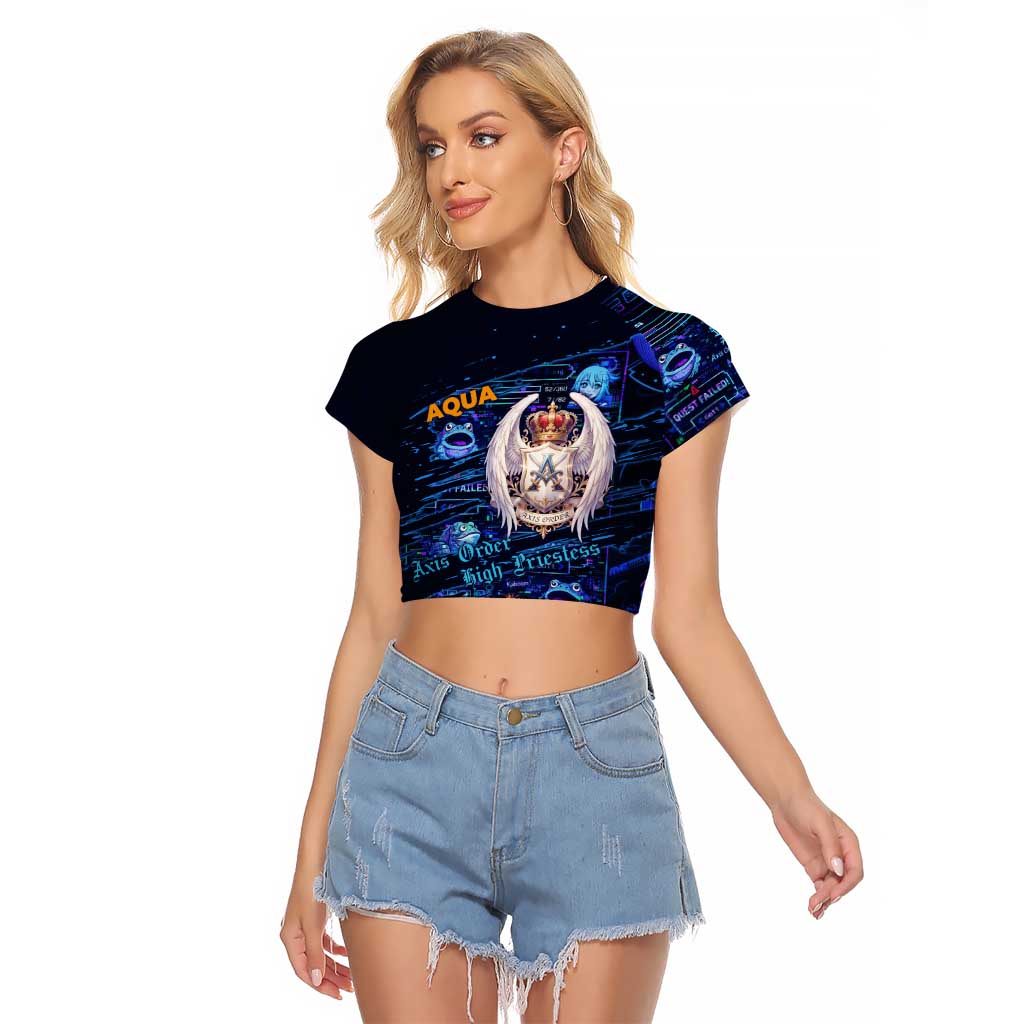 Aqua Axis Order High Priestess Raglan Cropped T Shirt Retro Anime RPG Interface Style