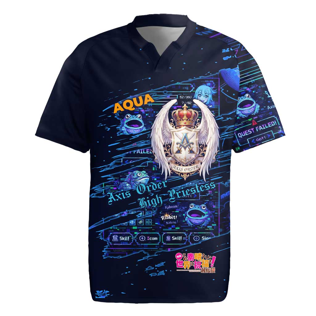 Aqua Axis Order High Priestess Rugby Jersey Retro Anime RPG Interface Style