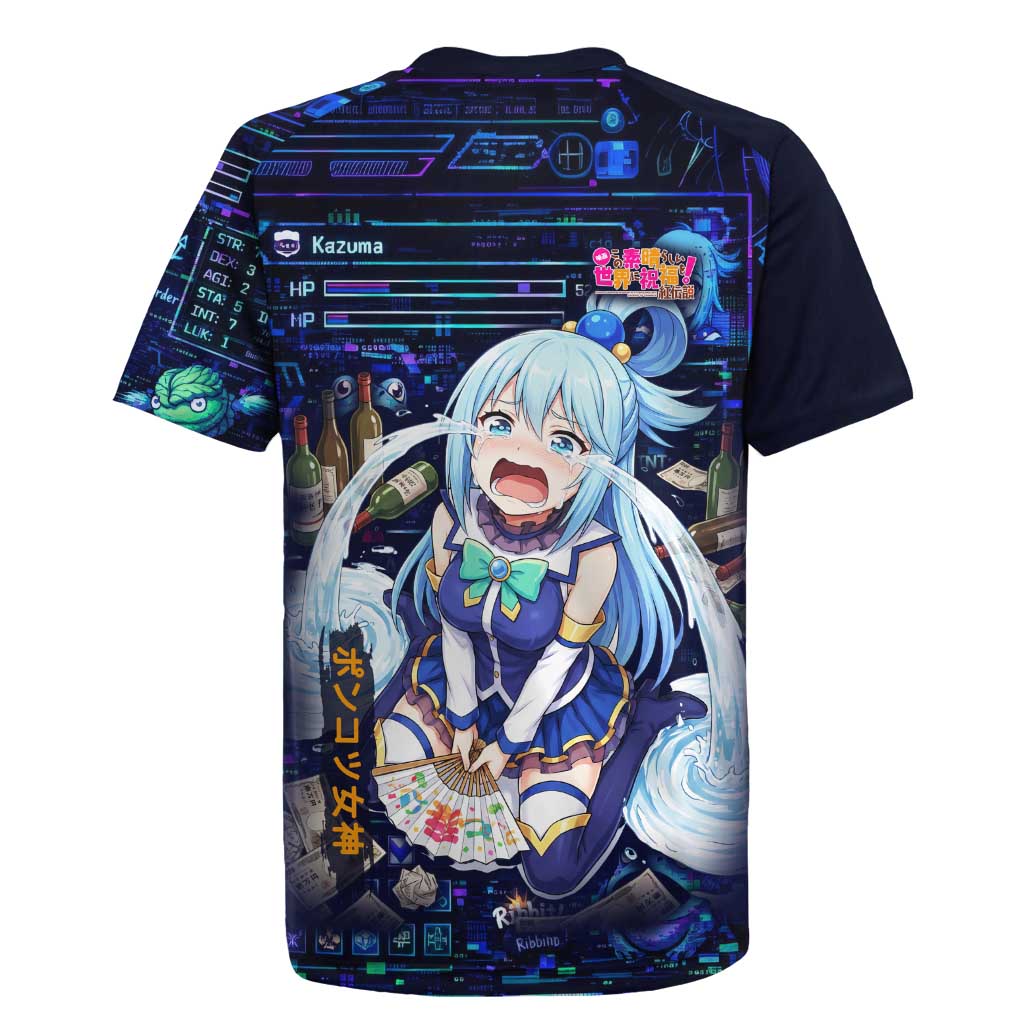 Aqua Axis Order High Priestess Rugby Jersey Retro Anime RPG Interface Style