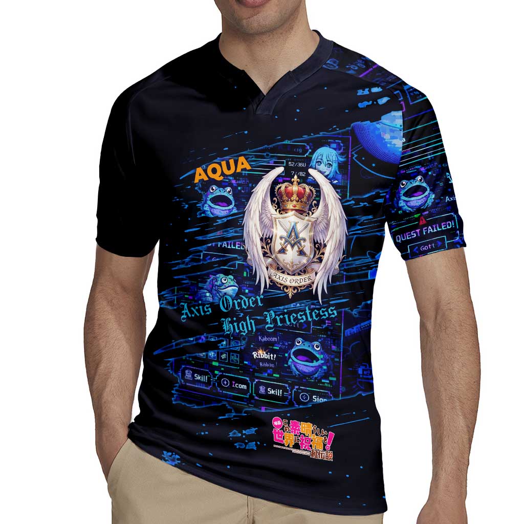Aqua Axis Order High Priestess Rugby Jersey Retro Anime RPG Interface Style