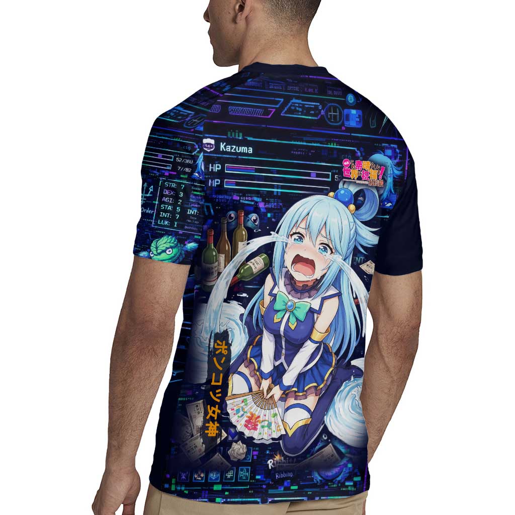 Aqua Axis Order High Priestess Rugby Jersey Retro Anime RPG Interface Style