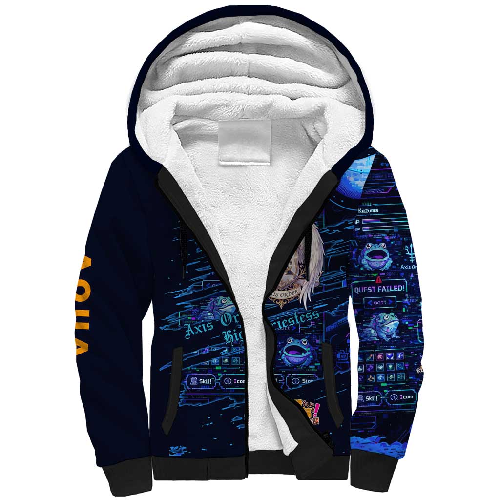 Aqua Axis Order High Priestess Sherpa Hoodie Retro Anime RPG Interface Style