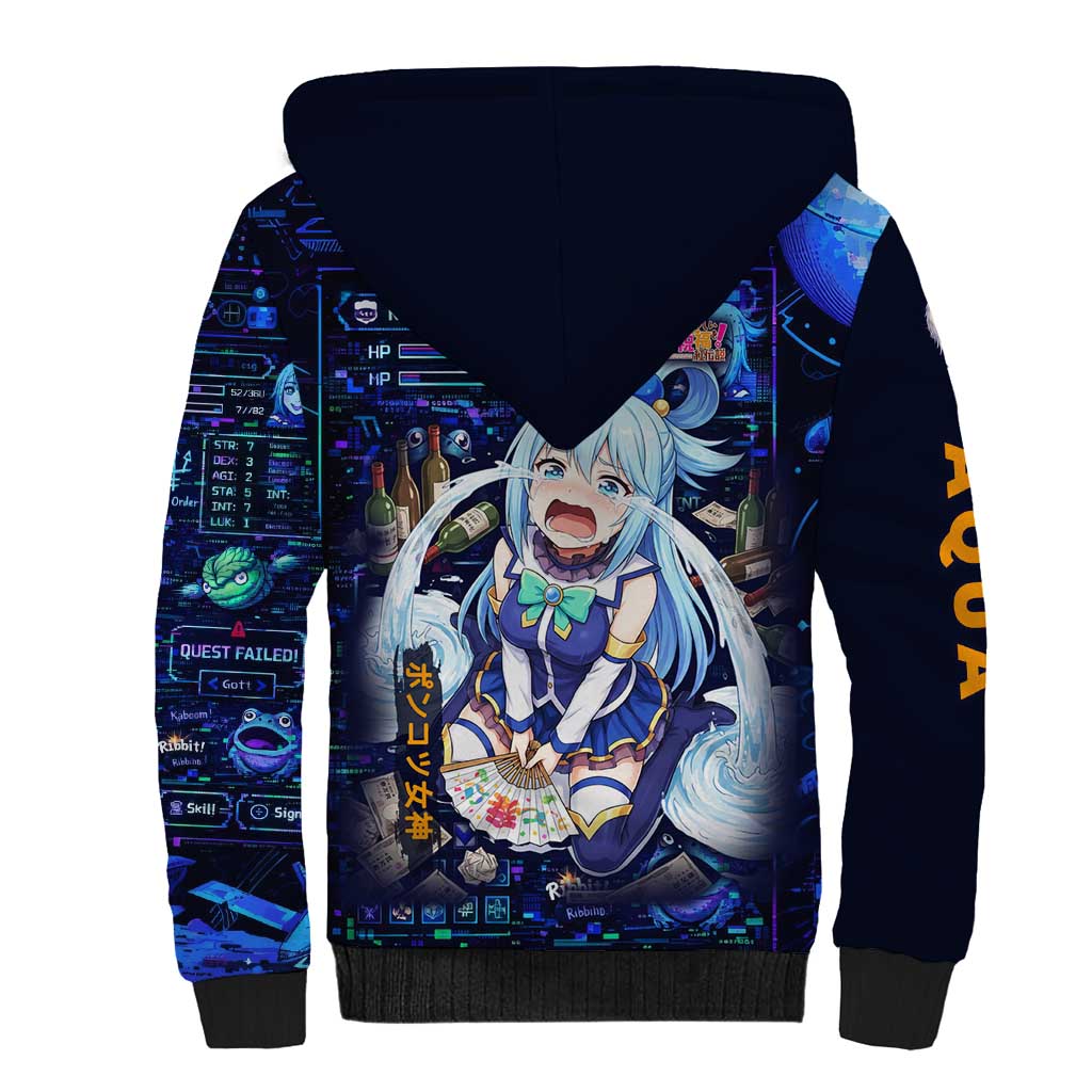 Aqua Axis Order High Priestess Sherpa Hoodie Retro Anime RPG Interface Style
