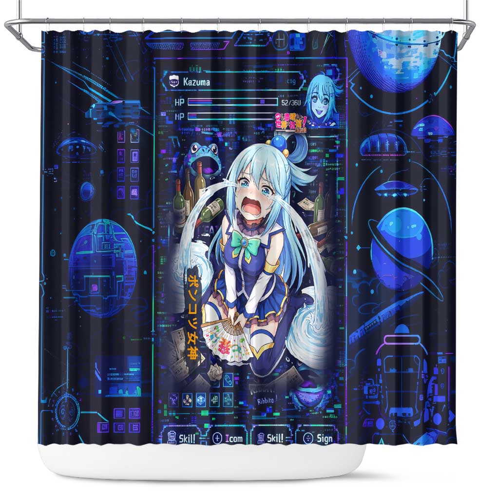 Aqua Axis Order High Priestess Shower Curtain Retro Anime RPG Interface Style