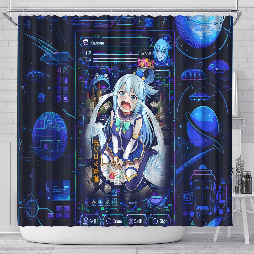 Aqua Axis Order High Priestess Shower Curtain Retro Anime RPG Interface Style