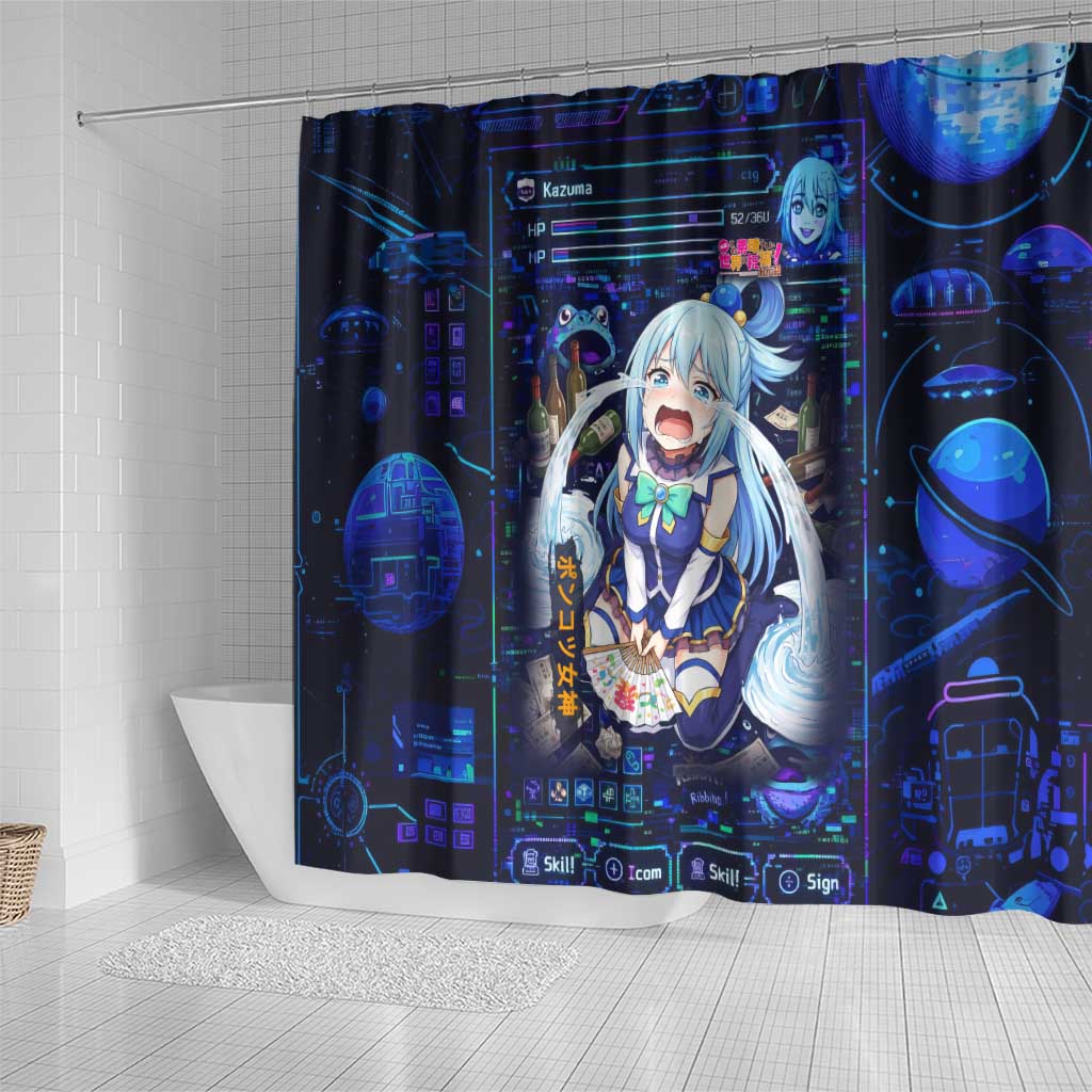 Aqua Axis Order High Priestess Shower Curtain Retro Anime RPG Interface Style