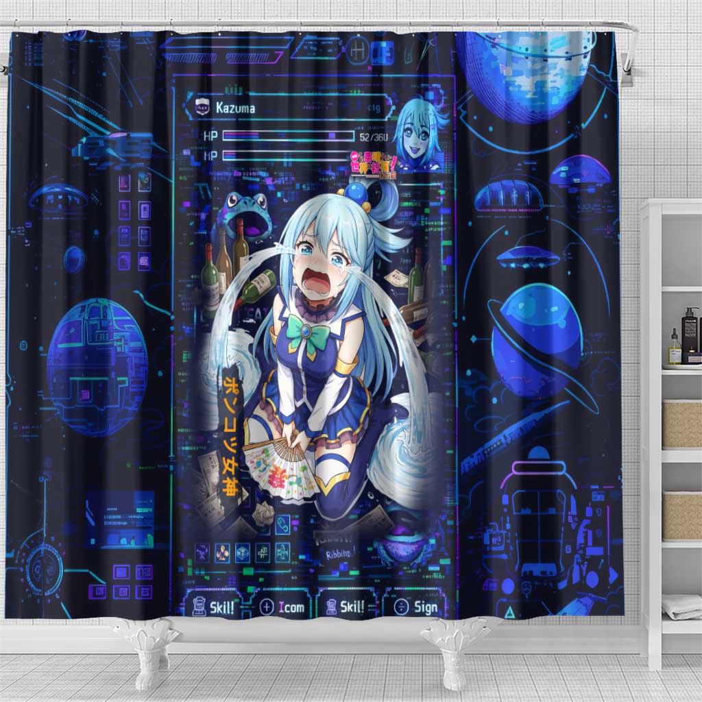 Aqua Axis Order High Priestess Shower Curtain Retro Anime RPG Interface Style