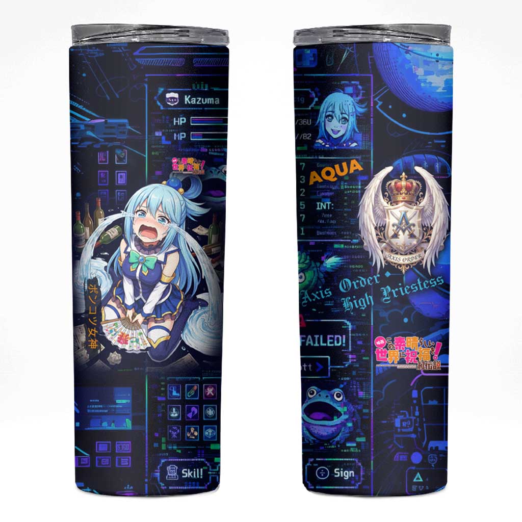 Aqua Axis Order High Priestess Skinny Tumbler Retro Anime RPG Interface Style