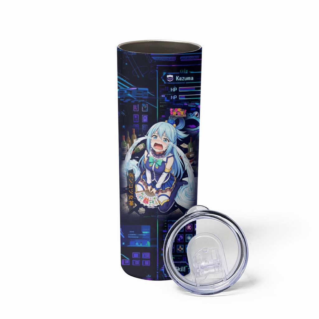 Aqua Axis Order High Priestess Skinny Tumbler Retro Anime RPG Interface Style