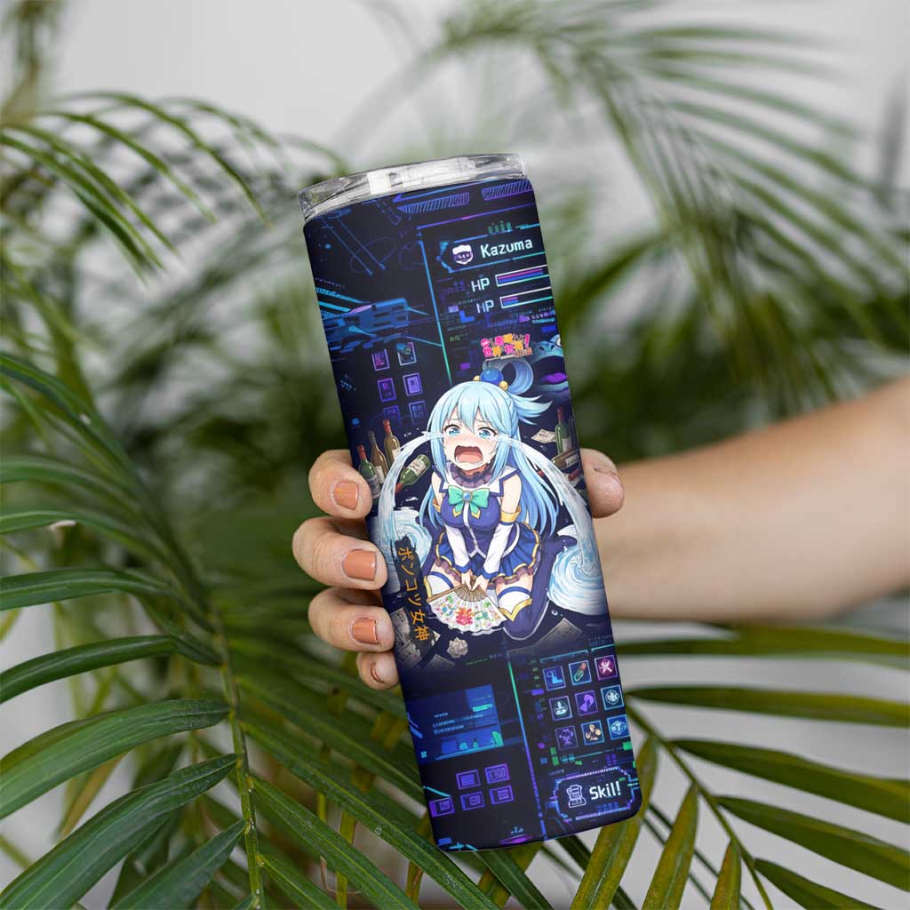 Aqua Axis Order High Priestess Skinny Tumbler Retro Anime RPG Interface Style