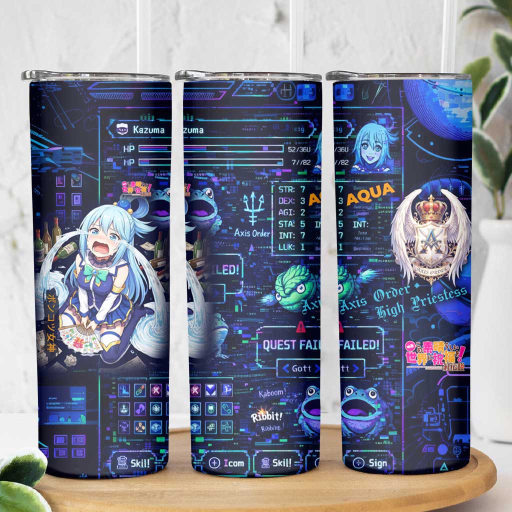 Aqua Axis Order High Priestess Skinny Tumbler Retro Anime RPG Interface Style