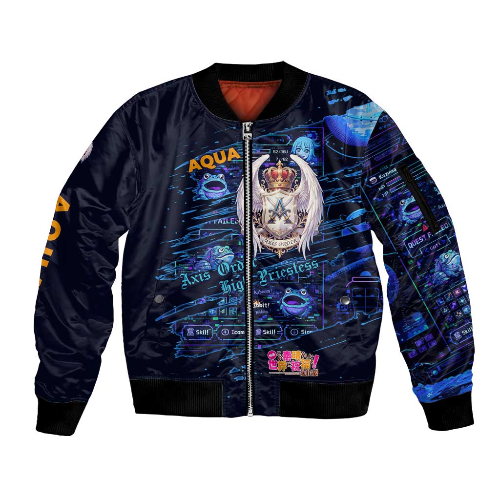 Aqua Axis Order High Priestess Sleeve Zip Bomber Jacket Retro Anime RPG Interface Style