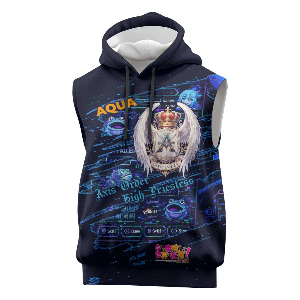 Aqua Axis Order High Priestess Sleeveless Hoodie Retro Anime RPG Interface Style