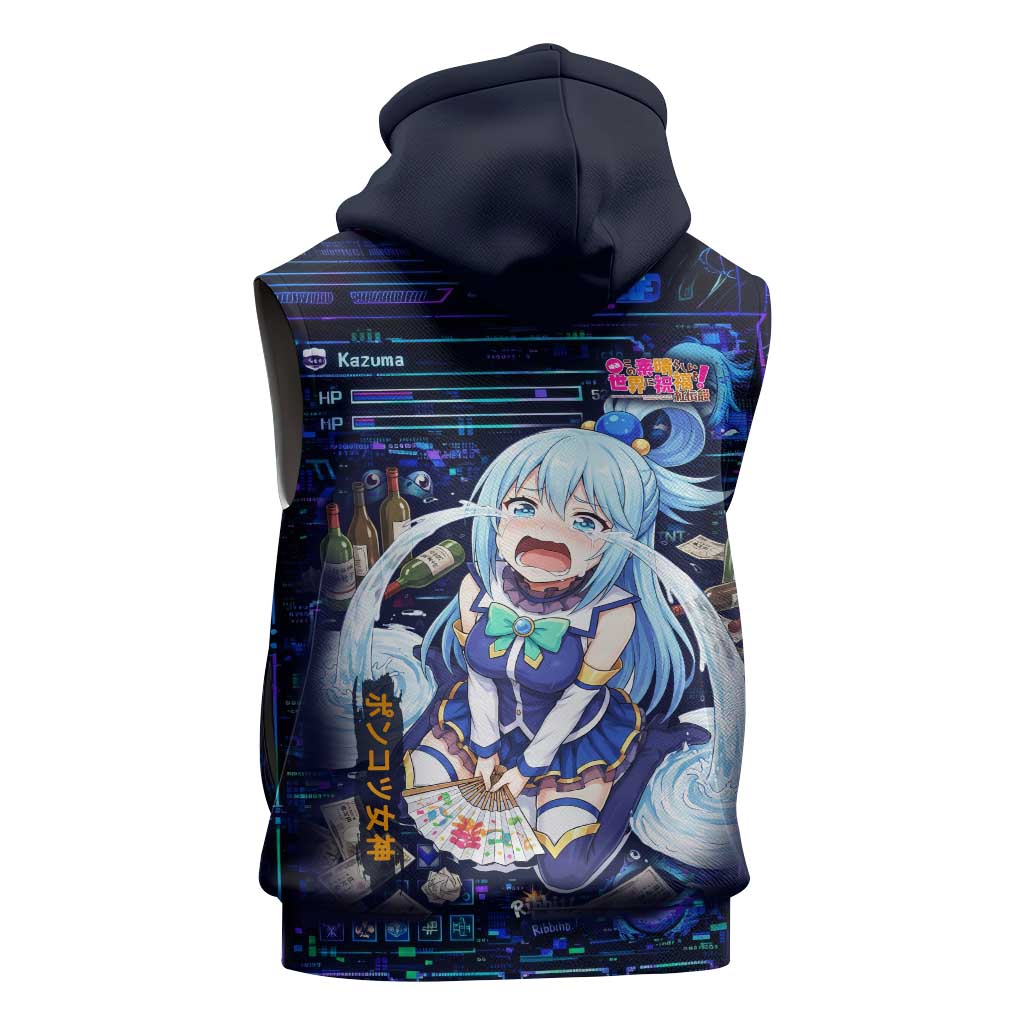 Aqua Axis Order High Priestess Sleeveless Hoodie Retro Anime RPG Interface Style