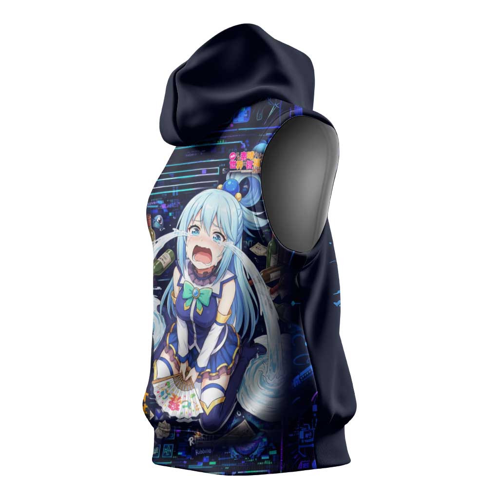 Aqua Axis Order High Priestess Sleeveless Hoodie Retro Anime RPG Interface Style