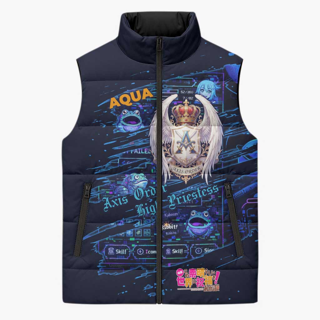 Aqua Axis Order High Priestess Sleeveless Puffer Jacket Retro Anime RPG Interface Style