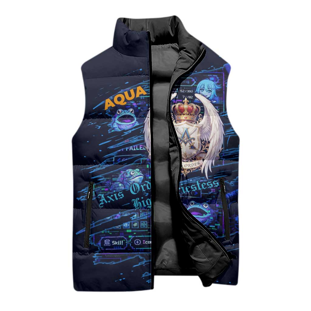 Aqua Axis Order High Priestess Sleeveless Puffer Jacket Retro Anime RPG Interface Style
