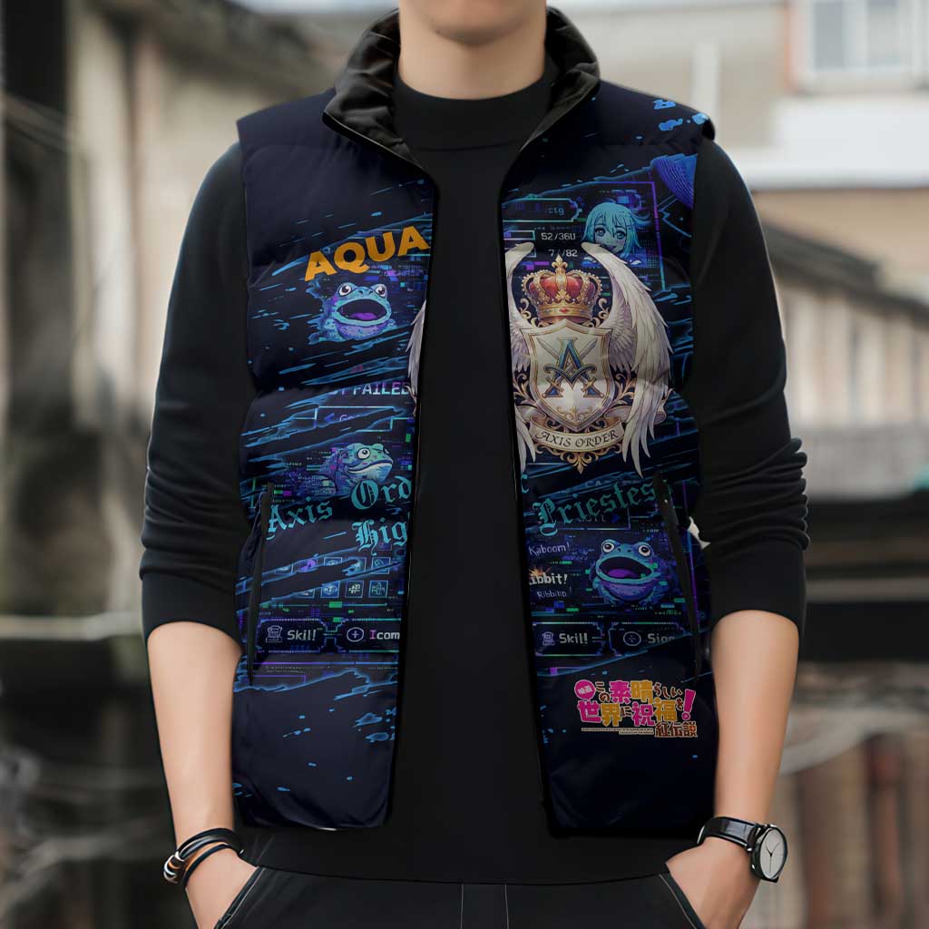 Aqua Axis Order High Priestess Sleeveless Puffer Jacket Retro Anime RPG Interface Style