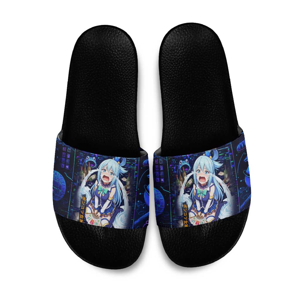 Aqua Axis Order High Priestess Slide Sandals Retro Anime RPG Interface Style