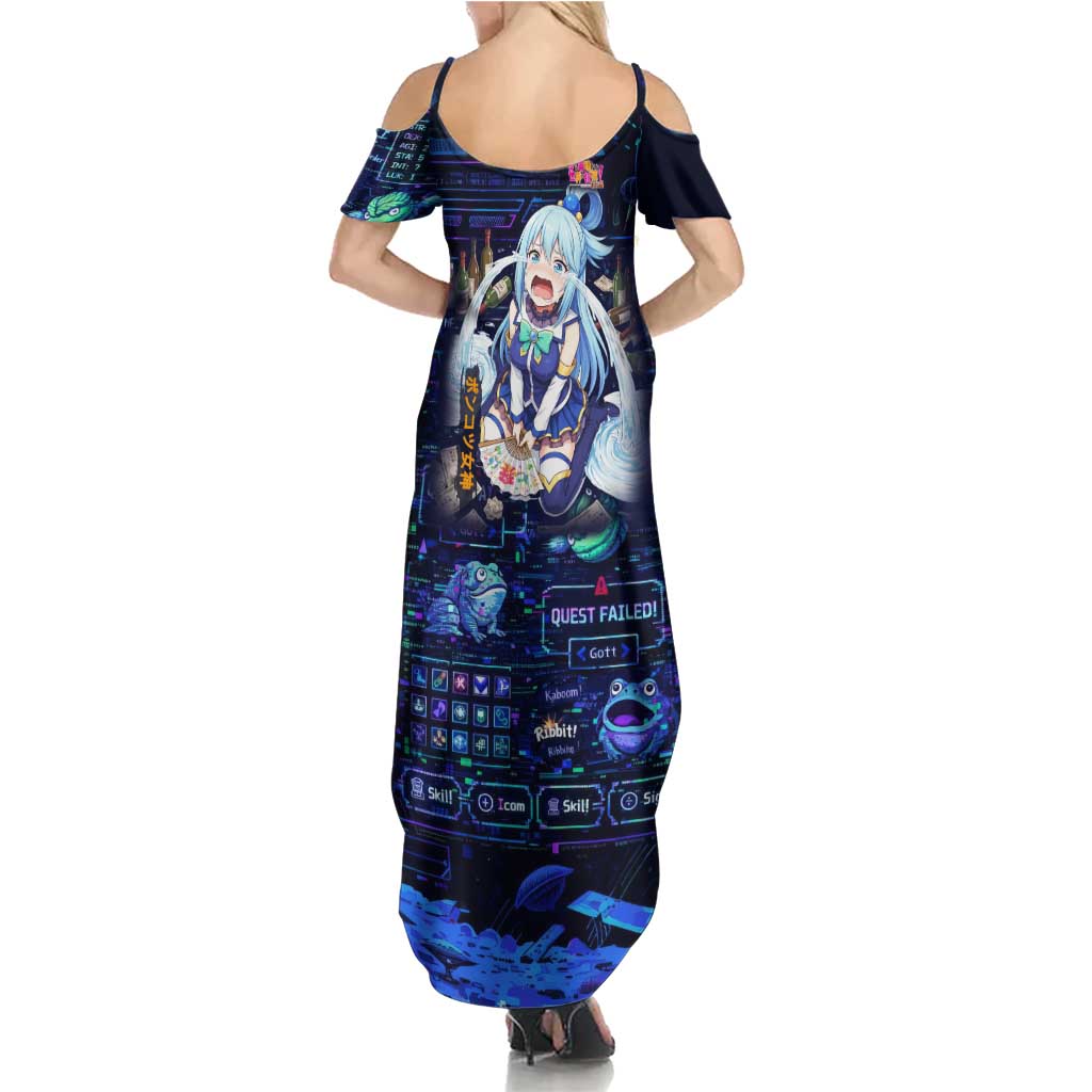 Aqua Axis Order High Priestess Summer Maxi Dress Retro Anime RPG Interface Style