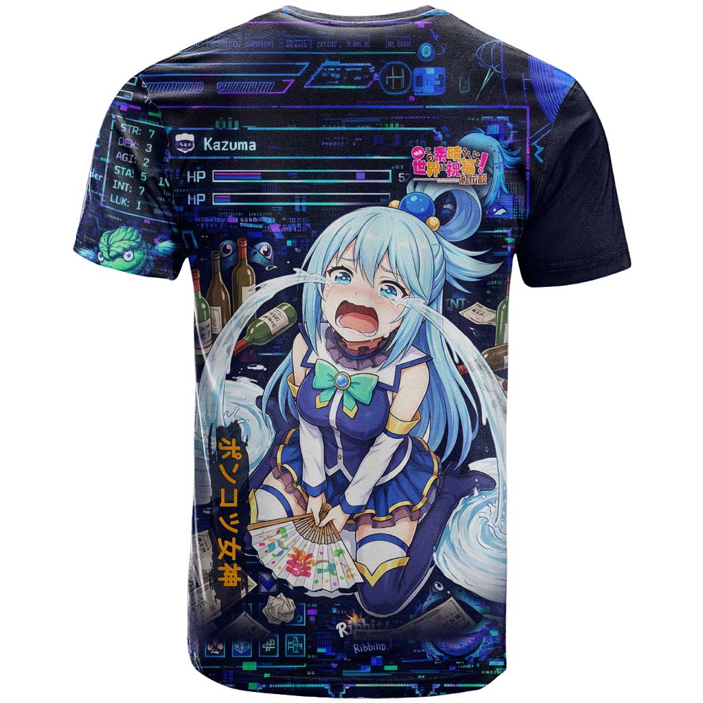 Aqua Axis Order High Priestess T Shirt Retro Anime RPG Interface Style
