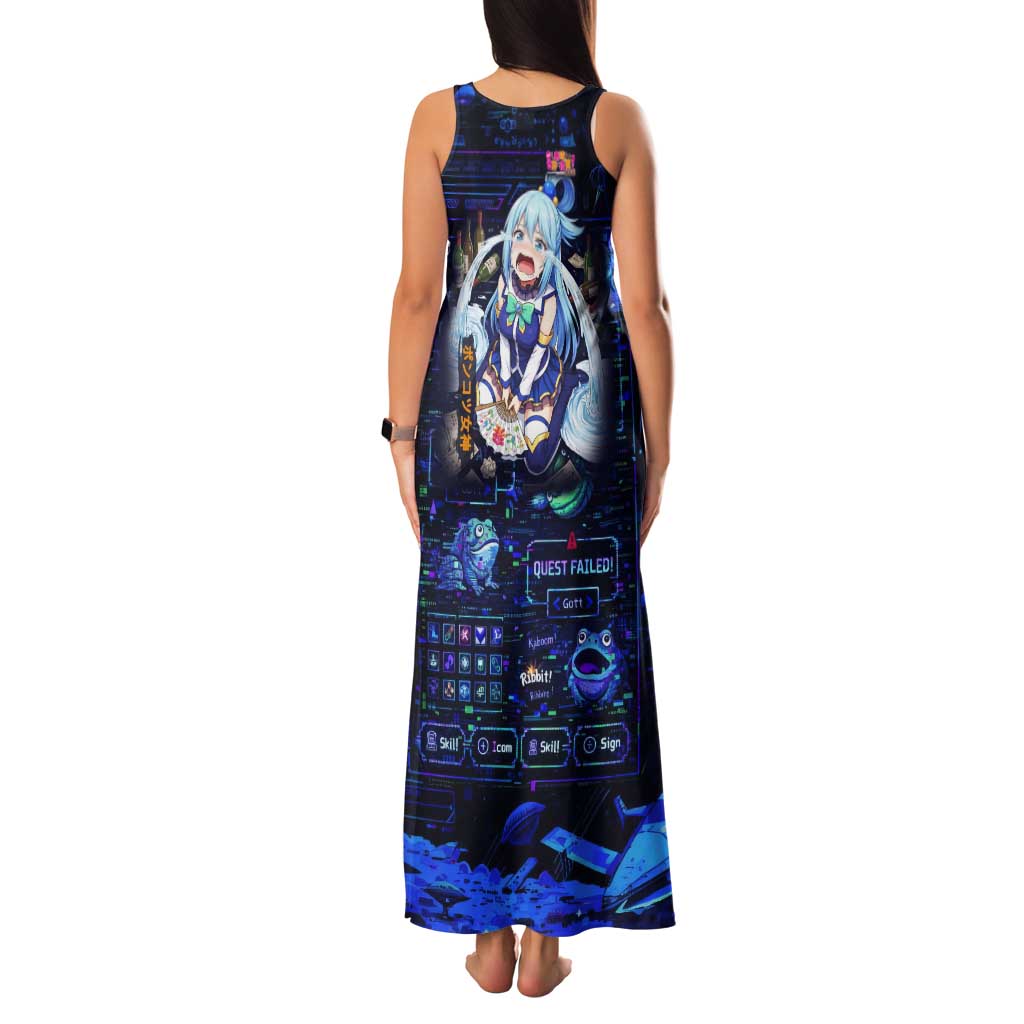 Aqua Axis Order High Priestess Tank Maxi Dress Retro Anime RPG Interface Style