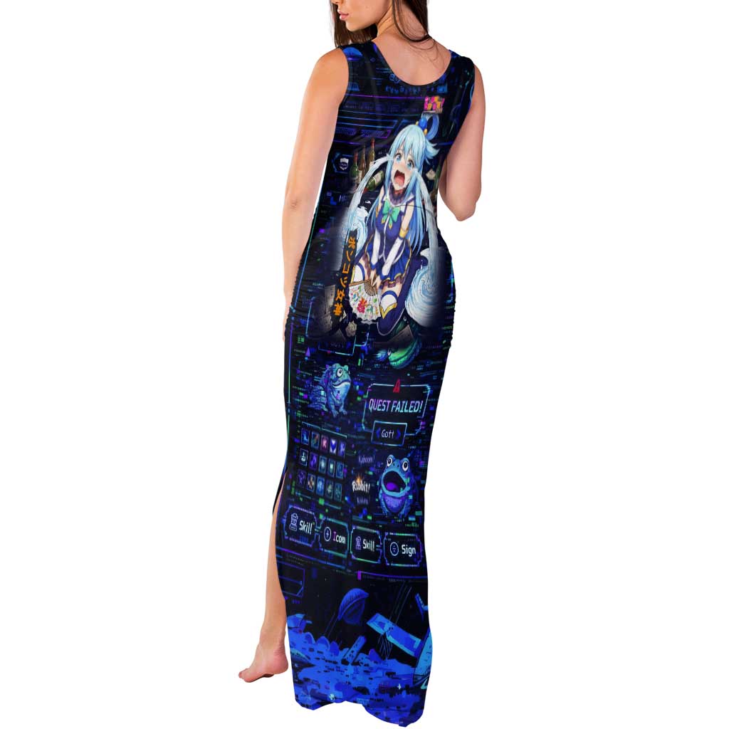 Aqua Axis Order High Priestess Tank Maxi Dress Retro Anime RPG Interface Style