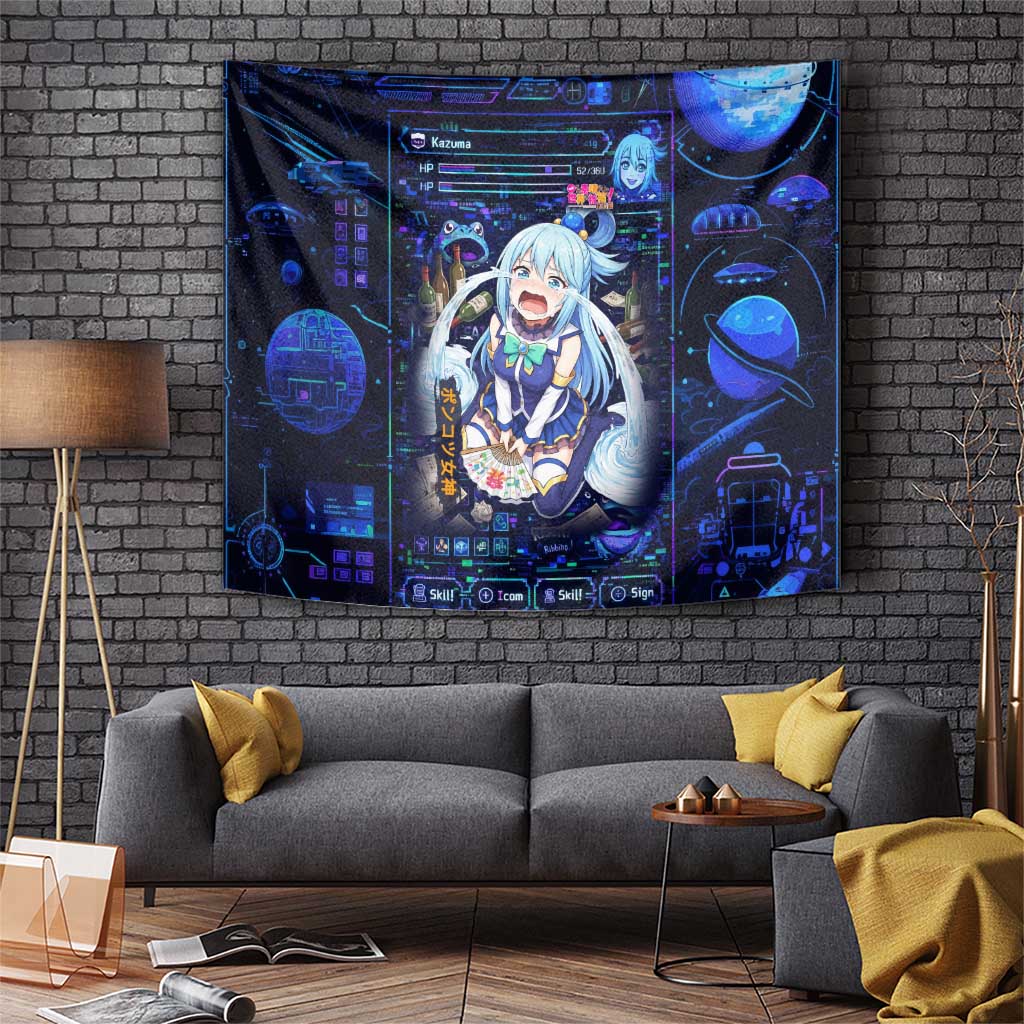 Aqua Axis Order High Priestess Tapestry Retro Anime RPG Interface Style
