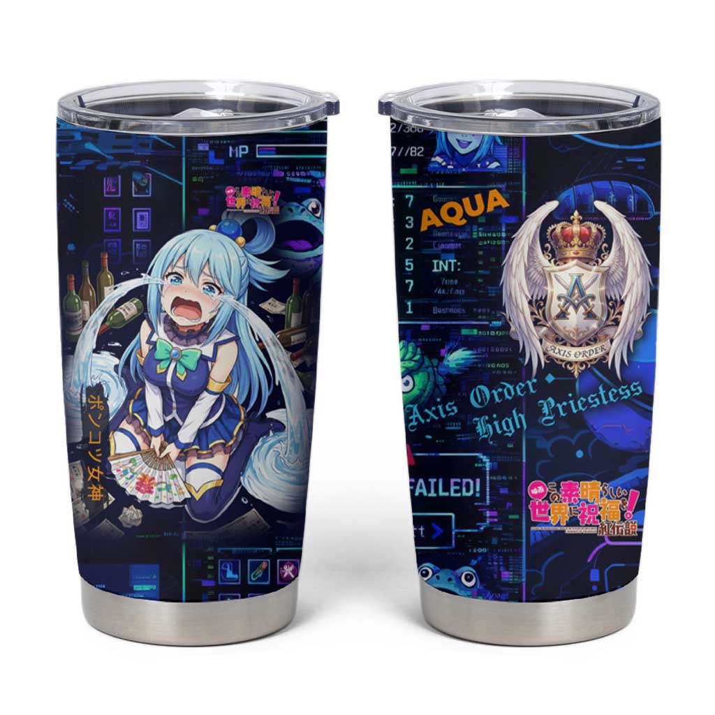 Aqua Axis Order High Priestess Tumbler Cup Retro Anime RPG Interface Style